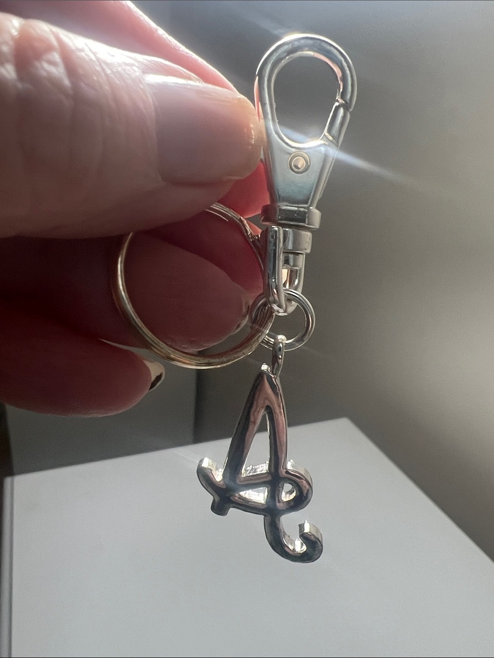 Vintage Rhinestone Letter 'A' Keychain Charm - Silver Tone - Picture 15 of 16